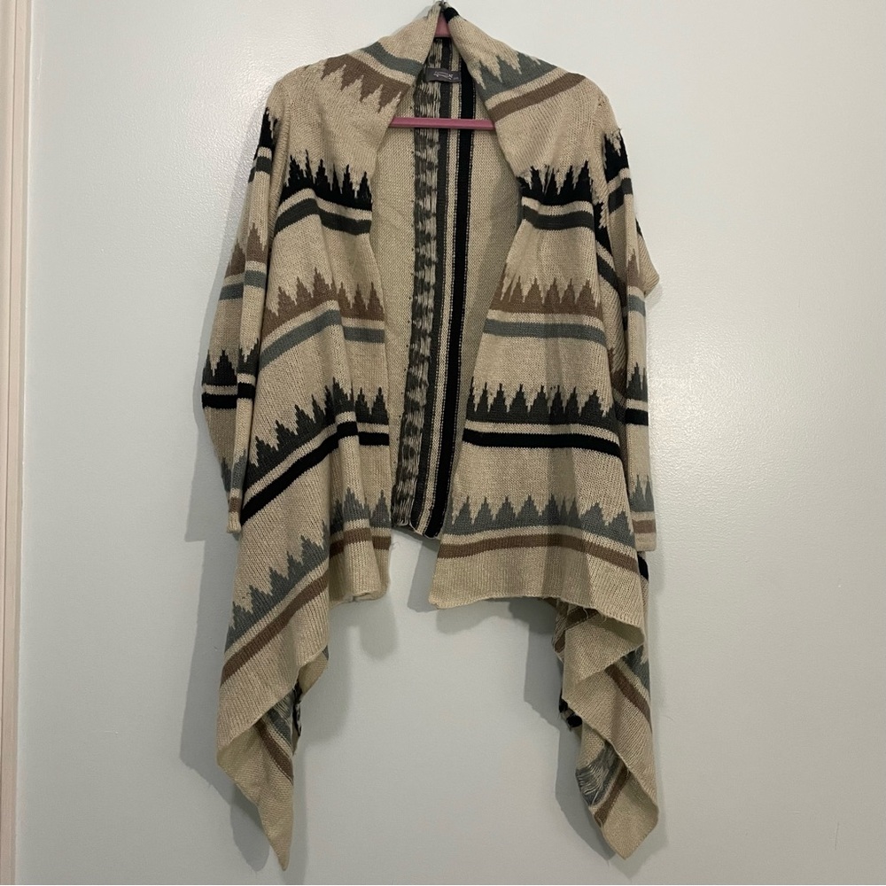 Anthropology Figwood Geometric Patterned Open Front Sweater